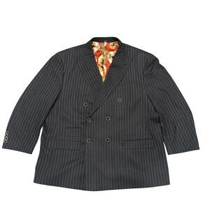 Statement Platinum Italy Super 200s Wool Pinstripe Suit Jacket 56R 3XL Gray Luxe